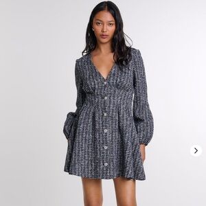 Maje Black and White Long Sleeve Dress